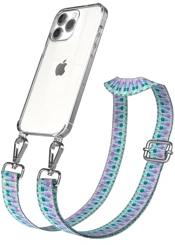 EAZY CASE Handykette - Verstellbares Taschenband kompatibel mit iPhone 15 Pro Max, Schulterriemen, Handykordel mit Silikon Hülle, Umhängetasche, Einhorn Silber