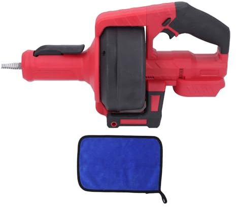 Coclea di drenaggio elettrica senza fili con meccanismo di alimentazione automatica e cavo flessibile da 7 metri - Serpente idraulico per tubi da 3/4 pollici a 2 pollici - (Rossa)