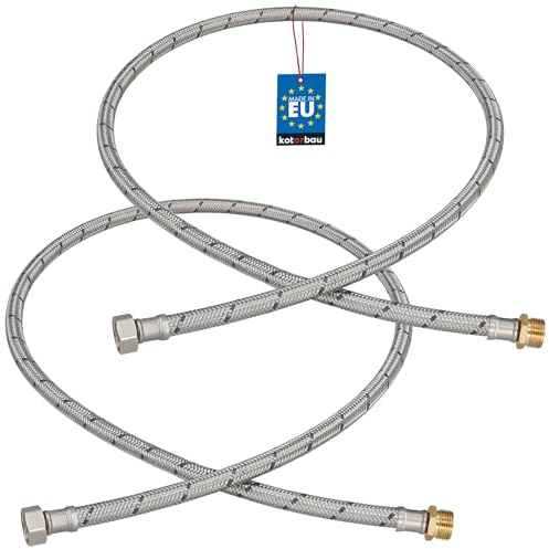 KOTARBAU® Flexschlauch 3/8 x 3/8, Wasserschlauch 120 cm, Panzerschlauch | 2er Set, Außengewinde x Innengewinde, Anschlussschlauch für Armatur, Schlauch Für Wasserhahn, Edelstahlummantelt