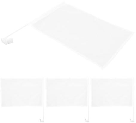 GETAJGHSD Weiße Fahrzeugflaggen mit Stangen 4 Stück 30X45cm Selbstgemacht Blanko Fahnen für Autofenster und Sportveranstaltungen Einfache Montage für Fahrzeugdekoration