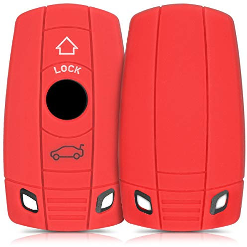 kwmobile Funda Compatible con BMW Llave de Coche de 3 Botones (Solo Keyless Go) - Carcasa Protectora de Silicona para Llave de Coche - Case en Rojo