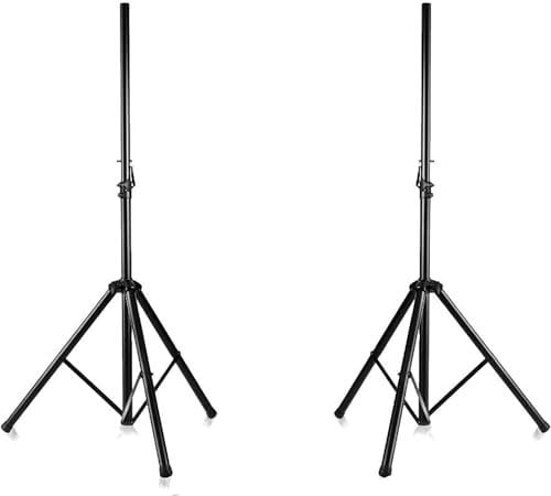 Pyle, 2 Speaker Stand Floor Pair – Dual Universal Pa Dj Floor Tripod Stands, Adjustable Height – Heavy Duty & Lightweight, Portable w/Case, Stable