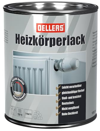 OELLERS Peinture radiateur, 1 litre, RAL 7016 gris anthracite, qualité supérieure, économique, résistante à la chaleur, aux chocs et aux rayures, antirouille