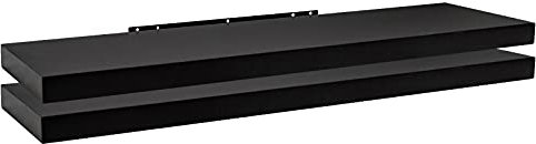 WOLTU 2X Wandregal Wandboard Bücherregal Regale für Deko Wandablagen aus MDF Holz, 2er Set Hängeregal Schwarz, 100x23x3,8cm RG9317sz-2