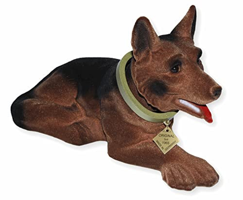RAKSO Wackel Figur Hund Schäferhund Wackelfigur H 18 cm groß Dekofigur mit Wackelkopf