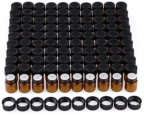 Fenteer 100 Mini Klein Leer Glasflaschen Braunglasflasche Ätherisches Öl Flaschen mit Rollenkugel, 1 ml…