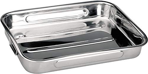 Space Home - Rustidera de Horno - Bandeja de Horno Universal - Bandeja para Asar - Bandejas para Hornear - Fuentes de Horno - Fuentes para Asar - Acero Inoxidable - 30 x 20 cm