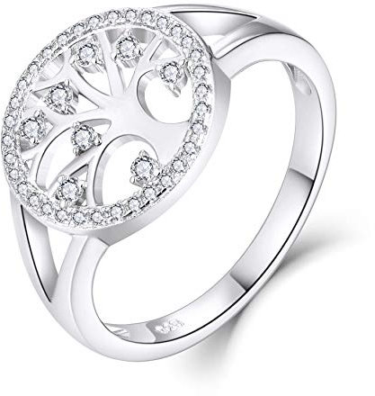 JO WISDOM Bague Arbre de la Vie Argent 925/1000 Femme avec AAA Zirconium,Bague Yggdrasil Famill avec Oxyde de Zirconium,Bijoux pour Femmes