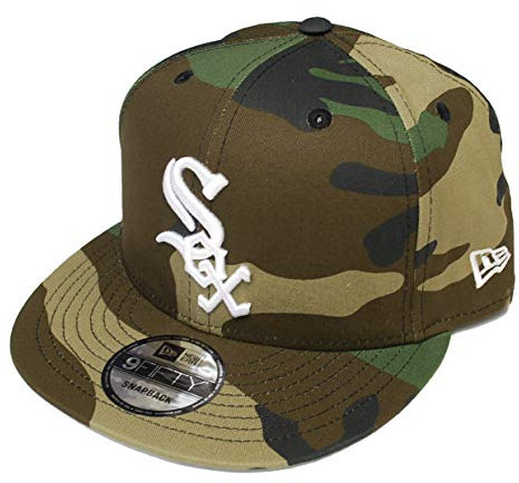 New Era x MLB Men's Chicago White Sox Basic 9Fifty Snapback Hat Camo Green Adjustable