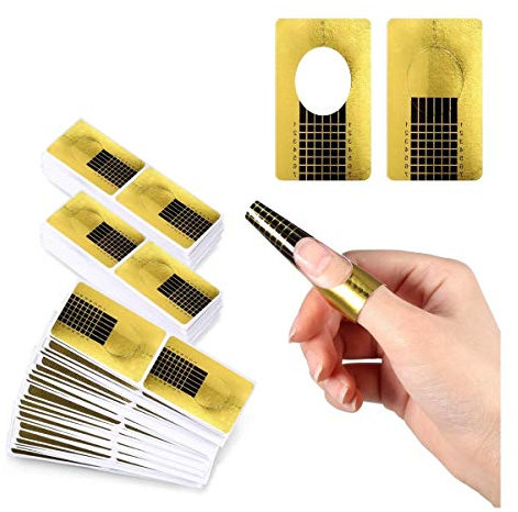 200 pièces Chablon Papier pour Gel Nails Art, Autocollants Modèles pour Ongle Gel Construction, Auto-Adhésif Ongles Forme pour Ongle Gel ou Resin