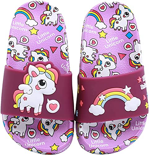 HausFine Ciabatte da Doccia Scarpe da Spiaggia e Piscina Unicorno Bambini Pantofole da Bagno Ragazzi e Ragazze Pantofole da Interno E da Esterno Sandali Unicorno (Unicorno B Viola, 32)