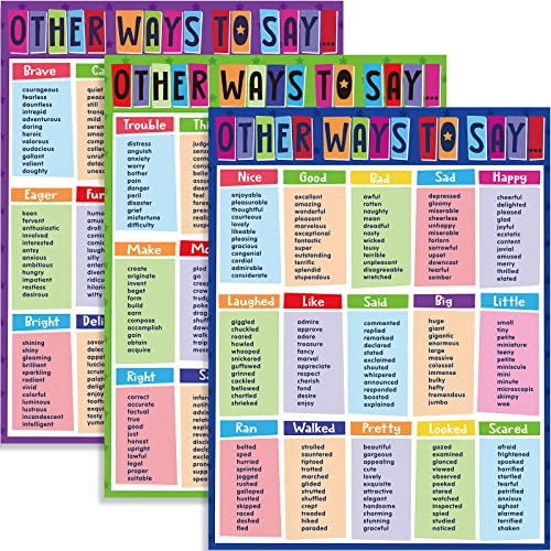 3 Stücke Bildung Plakate Other Ways to Say Synonyme Poster Commonly Confused Words Lerntabellen für Grundschule Mittelschule Oberschule Klassenzimmer Spielzimmer Dekoration, 17 x 22 Zoll
