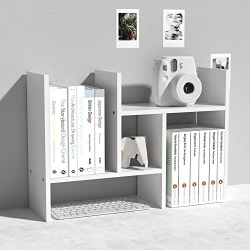 MASAKA B&W,Schreibtisch-Organizer im japanischen Stil, Doppel-H Pflanzen-Ausstellungsregal, Büro-Schreibtisch-Aufbewahrungsregal, verstellbar, Schreibtisch-Organizer – freistehendes Regal, weiß