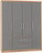 Seconique Seville 4 Door 2 Drawer Wardrobe in Grey Gloss/Light Oak Effect Veneer