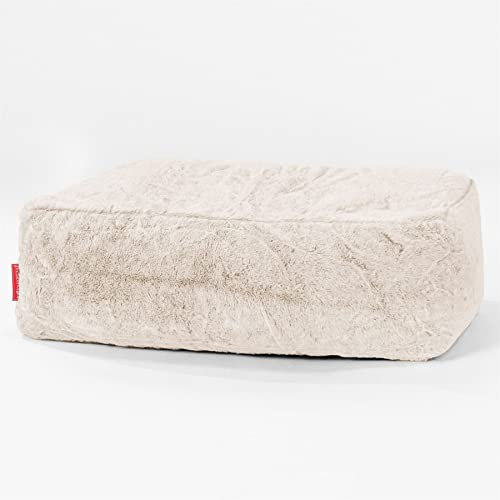 Lounge Pug, Groß Fußhocker Pouf, Kaninchen Kunstfell Weiß