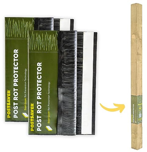 Postsaver Pro-Wrap Large | Wood Protector | Postsaver Sleeves with Dual-Layer Rot Protector | Fence Protector | 20-Year Guarantee | Fits 5x5” to 6x6 Square and 6” to 7 Round Posts | Pack of 2