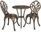 costoffs 3-Piece Bistro Set Cast Aluminium Garden Outdoor Patio Table and Chairs Floral Design Dining Furniture for Backyard Porch Balcony Lawn Pool, Bronze