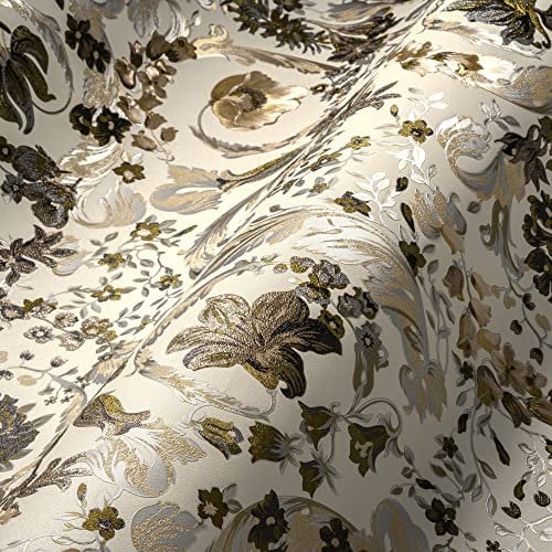 VERSACE WALLPAPER Blumen Tapete Floral 387066 Perlbeige Weiß Braun Designer Ranken Barock 10,05x0,70m Made in Germany