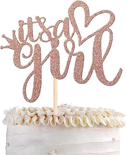 1 Stück It's a Girl Cake Topper Glitter Baby shower Girl Cake Tortendeko Geburtstag Gender Reveal Baby shower Kuchendekoration Fotostand Requisiten Party Kuchen Dekoendeko Rosegold