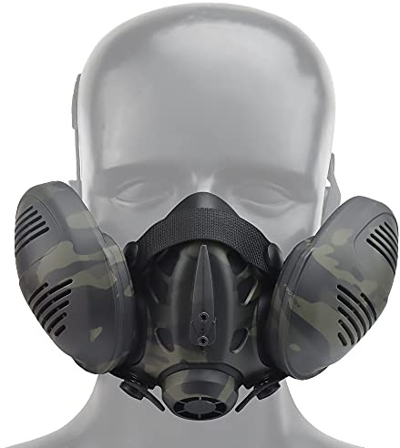 ACEXIER Taktische Schutzmaske Atemschutzmaske FAST Helm Halbgesichts-Gasmaske für Militär Paintball Airsoft Jagd CS Ameisen Männer Modellierung (BCP)