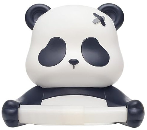 Simpatico porta rotolo di carta igienica a forma di panda, in resina, a forma di animale, per decorazione da parete del bagno, senza perforazione, senza fori