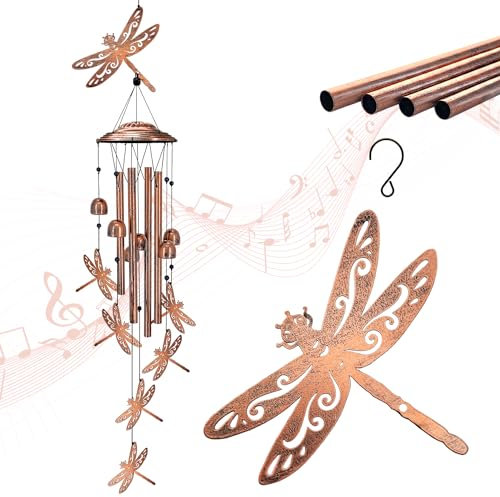 Libellen-Windspiel für den Außenbereich, Libellen-Geschenke für Frauen/Männer/Mutter/Oma/Ehefrau, Geburtstagsgeschenke, Gedenkgeschenk, Metall-Windspiele für draußen/drinnen, Zuhause, Rasen, Veranda,