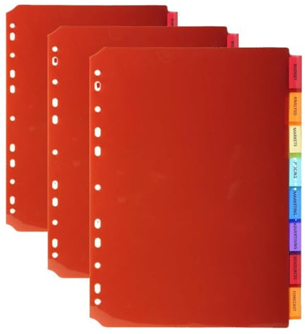 Exacompta - Ref 3908E - PP Document Dividers - Suitable for Use with A4 Documents, Made from Polypropylene, Pre-Punched & Pre-Printed - 8 Part Dividers - Multicoloured (Pack of 3)