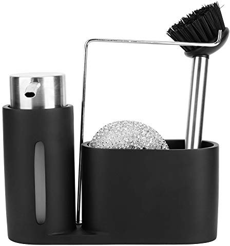 Joseph Savon Cuisine 24 × 21 × 8 Cuisine évier Vaisselle Détergent Distributeur Récipient Torchon Chiffon étagère de Rangement Noir