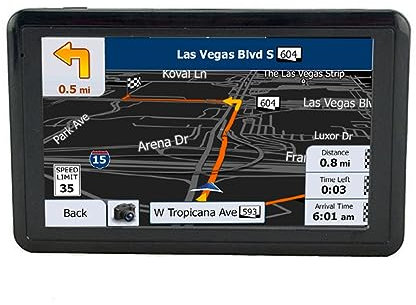 Cymwer Navigatore GPS for auto da 5 pollici HD Touch Screen Navigatore portatile Trasmettitore FM Monitor for auto 256MB+8G Promemoria vocale Mini USB TF EU AU Mappa Nord America Allarme ecc