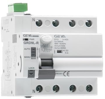 GEYA Disjoncteur à réenclenchement automatique 6KA ELCB Disjoncteur à réenclenchement RCCB à réenclenchement automatique RCD Type AC (Réenclencheur AC220V+RCCB 4P-40A-300mA)