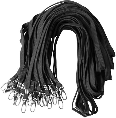 Gimars 25 Stück Schlüsselband mit Sicherheitsverschluss, 45cm Lanyards mit Swivel Schließe für ID Ausweishalter Namensschilder, Baumwolle Umhängeband für Büro, Schule, Krankenhäuse (Schwarz)