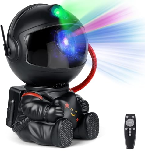 Astronaut Galaxy Projektor Lampe - Schwarzer Astronaut Holding Stern, Sternenhimmel Nachtlicht für Schlafzimmer Dekor, Weltraumnebel Sternenprojektor Geschenk