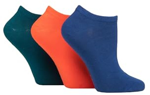 SockShop Ladies Bamboo Trainer Liners Pack of 3 (UK, Numeric, 4, 8, Regular, Regular, Mandarin Plain)