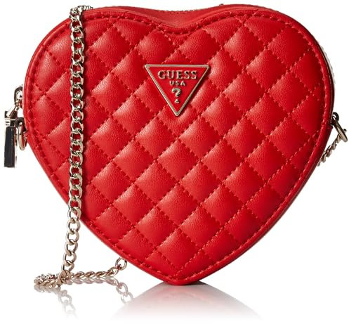 GUESS Damen Rianee Quilt Heart Bag Abendtasche, Umhängetasche, Rot/Ausflug, einfarbig (Getaway Solids)