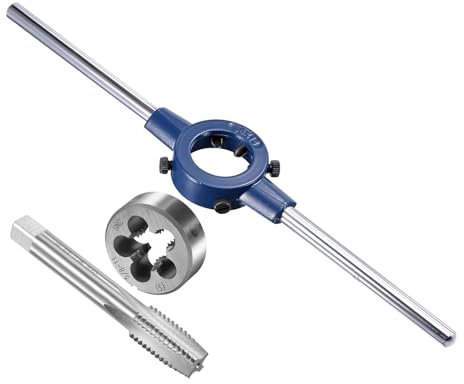 CoCud Juego de Mango de Terrajas Y Machos Terraja Unc 5/8-11 para 26mm-38mm OD/Macho M12-M16 Kit de Herramientas de Roscado Y Llave de Alta Velocidad de Acero