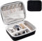 ProCase Hard Shell Travel Bag, 3 Slots Watch Accessories Storage Box, Glasses, Necklaces, Rings, Bracelets, Zippered Organiser Bag for Women and Men, Black Grey