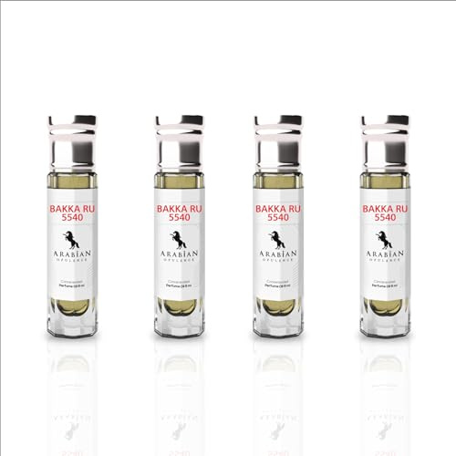 Arabian Opulence FR328 Bakka Ru 5540 Roll-on Parfümöl | Konzentriertes Parfüm Körperöl | Langanhaltendes Parfüm auf Ölbasis für Männer und Frauen | Reisegröße Alkoholfreies Flasche (6ml, 4er-Pack)