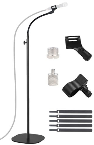 Asta per Microfono a Collo d'oca da Terra, Altezza Regolabile da 90 cm a 167 cm con Base Robusta per Samson Q2U Elgato Fifine AM8 Blue Yeti AT2020 AT2040