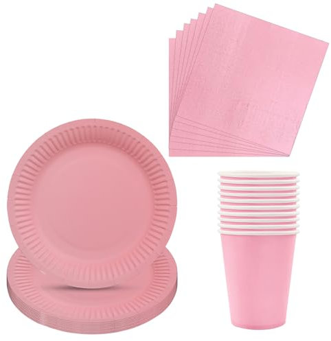 40pcs Party Plates Cups Napkins, Baby Pink Party Tableware Decorations,Partys Supplies,Tableware Set,Partys Tableware Set for Xmas Birthday Wedding Parties Favor