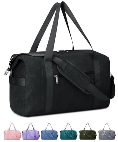 für Reisetasche Handgepäck Easyjet Handgepäck 45x36x20 Kleine Sporttasche Reisetasche Handgepäck Tasche für Flugzeug mit Nass-Tasche Weekender Damen und Herren 30L (Schwarz)