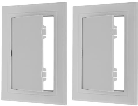 PATIKIL Pannello di Accesso 8x6 (195x145mm), 2Pz Porte Accesso Idrauliche Abs, Pannello di Accesso in Plastica Porta per Cavi Elettrici Idraulici Cartongesso, Cablaggio, Grigio