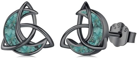 Keltische Ohrringe 925 Sterling silber Türkis Ohrringe schwarzer irischer keltischer Mond Ohrstecker Schmuck Geschenke für Frauen Ehefrauen