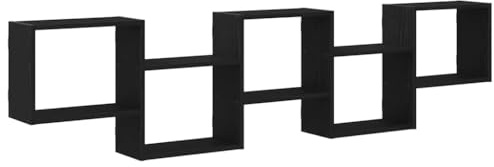 vidaXL Wall Cube Shelf 5 Compartments Black Engineered Wood