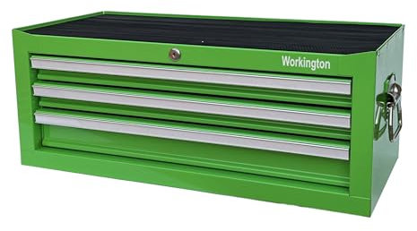 Workington Industrielle 3 Schubladen, tragbare Metall-Zwischenbox, 66 cm, mittlerer Werkzeugschrank mit Kugellager-Schubladenschienen, Werkzeug-Aufbewahrungsbox, Organizer, 4009, Grün