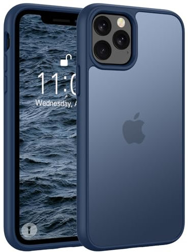 Andwing Matt Hülle für iPhone 11 Pro Max 6,5 Zoll, Militärstandard FallSchutz Handyhülle für iPhone 11 Pro Max, Mattierte Durchscheinende Rückseite Schutzhülle, Anti-Fingerabdruck (Dunkelblau)