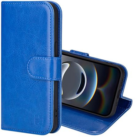 32nd Book Wallet PU Leather Case Cover for iPhone 16e (2025), Flip Case With RFID Blocking Card Slots, Magnetic Closure and Built In Stand - Deep Blue