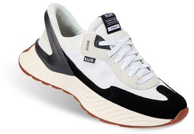 Kizik Mens Monaco Slip On Suede Trainers - White/Black - 9 UK