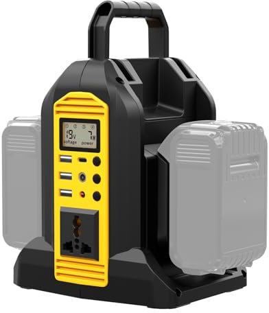 WaxPar - Inverter Compatible with Dewalt 20V Battery, 2 Ports 350W Outdoor Generators Converts DC 20V to AC 120V Pure Sine Wave Inverter with 6 Ports