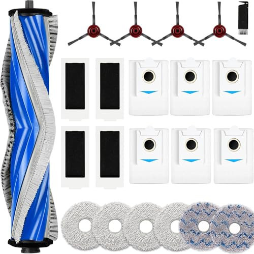 AVAENZO Lot de 21 accessoires pour Ecovacs Deebot T30S / T30S Pro, 1 brosse principale, 6 sacs à poussière, 6 lingettes, 4 filtres, 4 brosses latérales, 1 brosse de nettoyage