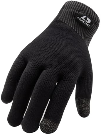 LEAKDRY Waterproof Merino Wool Touchscreen Gloves,3-Layer Inusulated Thermal Winter Gloves,Windproof for Hiking Skiing Unisex (Black, L)